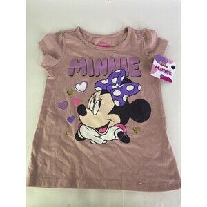 Disney Minnie Mouse Hearts Short Sleeve Tee T-Shirt Top Girls Size 6